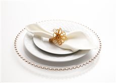 Servilletero Dorado con Flor