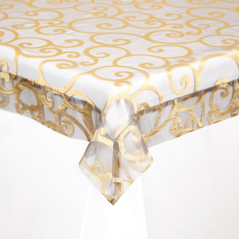 Sobre mantel Dorado Con Diseño de Organza