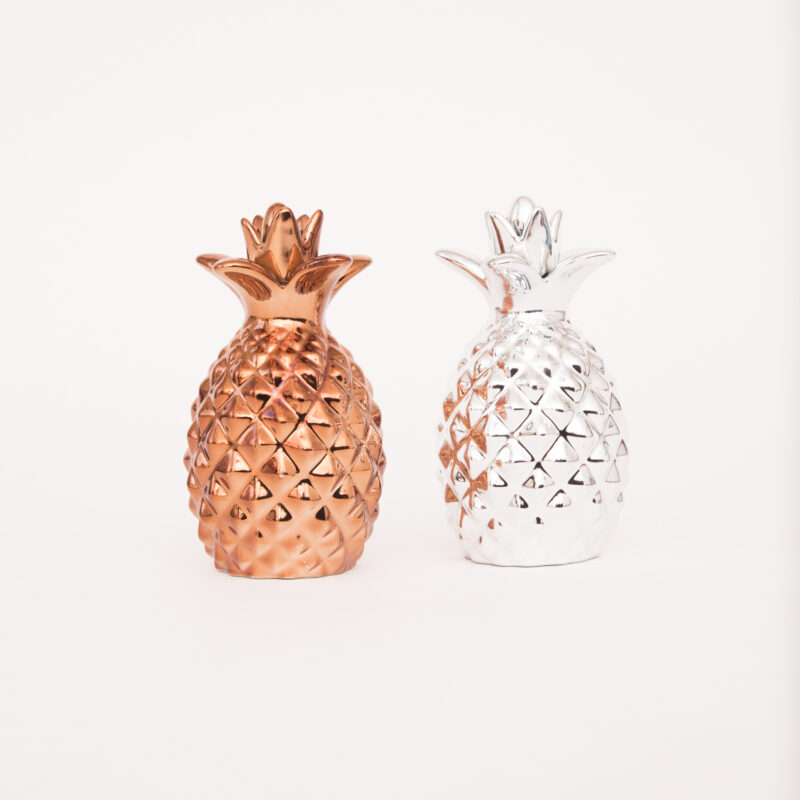 Piña De Decoración Plateada y Bronce